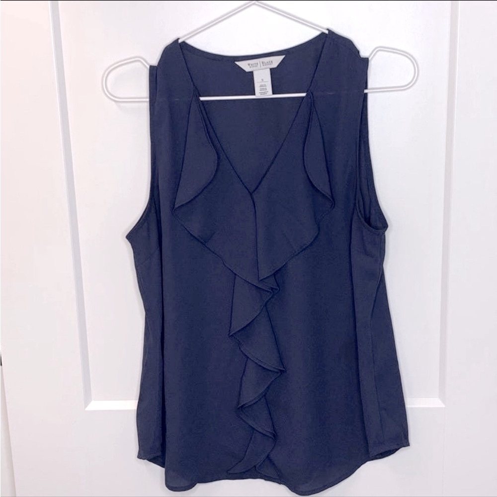 WHBM Navy Ruffle Tank